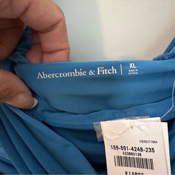 Abercrombie & Fitch Blue Off the Shoulder Ruched Bodycon Mini Dress NWT Sz XL - Picture 8 of 12